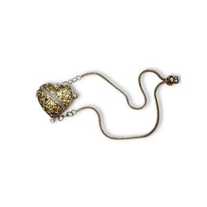 Karis Heart Locket Bracelet Gold Bonded Stainless Steel Glow Glass 9" Adjustable
